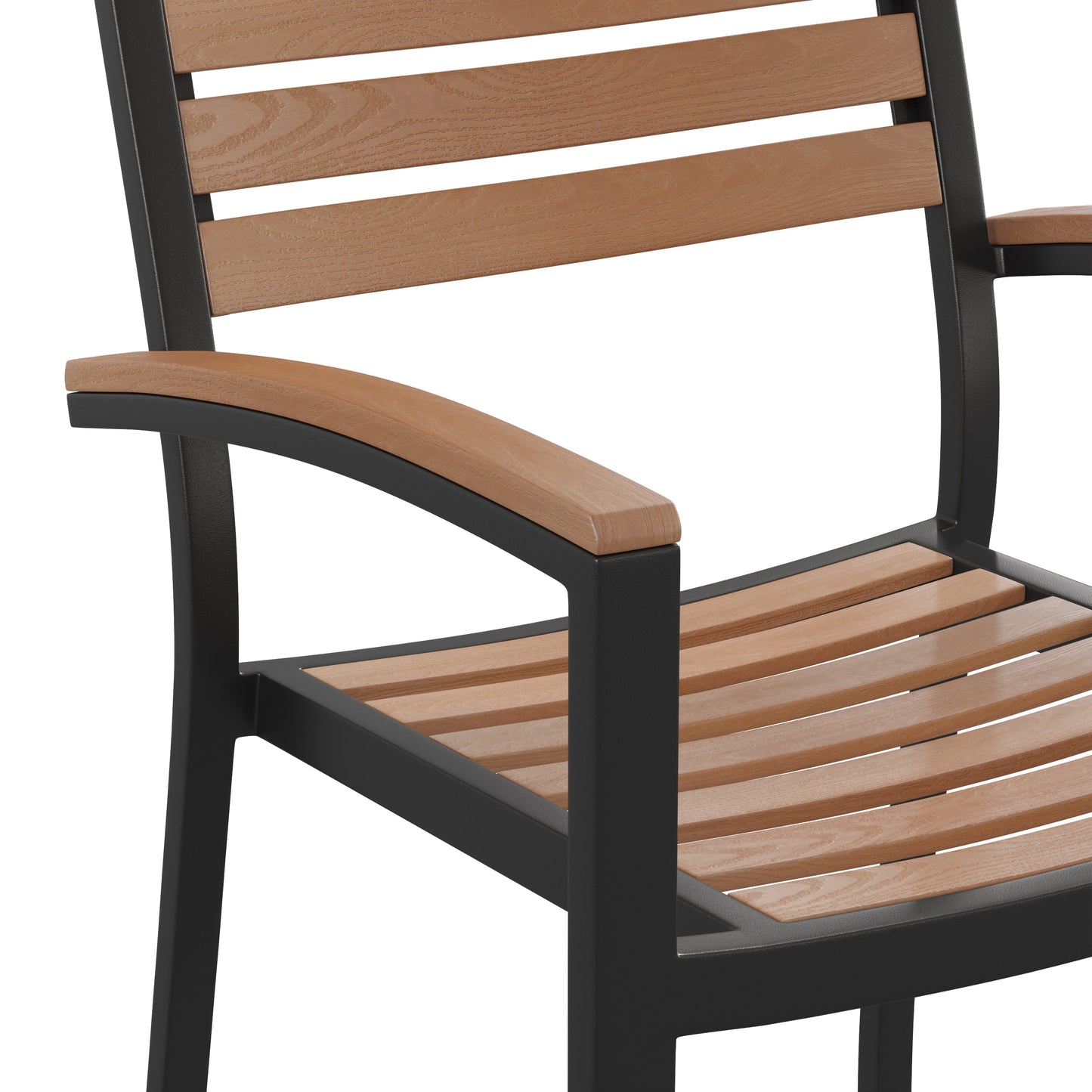 2 Pack Faux Teak Patio Chairs 2-XU-DG-HW6006-GG