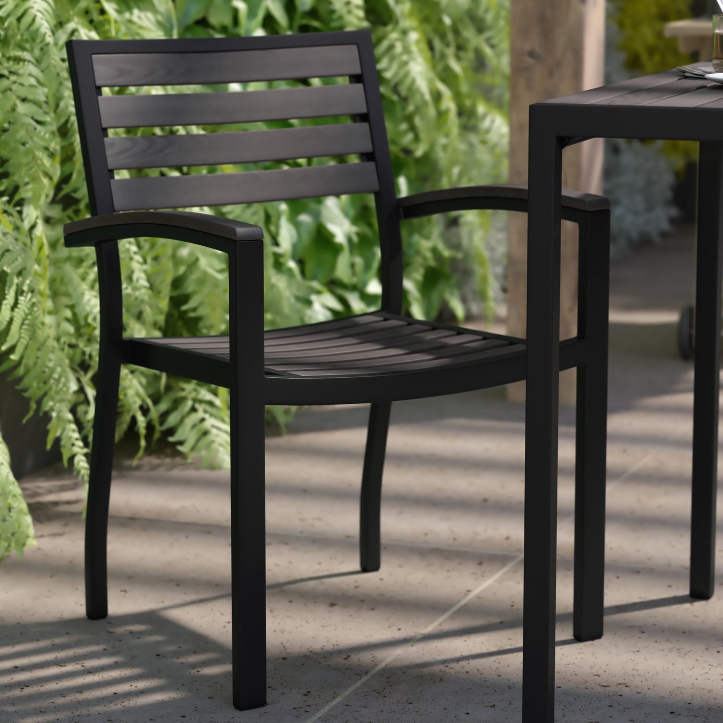 Set of 2 Fully Assembled Stackable Outdoor Patio Dining Chairs