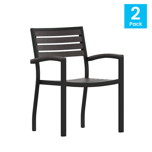 Set of 2 Fully Assembled Stackable Outdoor Patio Dining Chairs