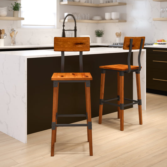 Walnut Wood Dining Barstool 2-XU-DG-W0236B-GG