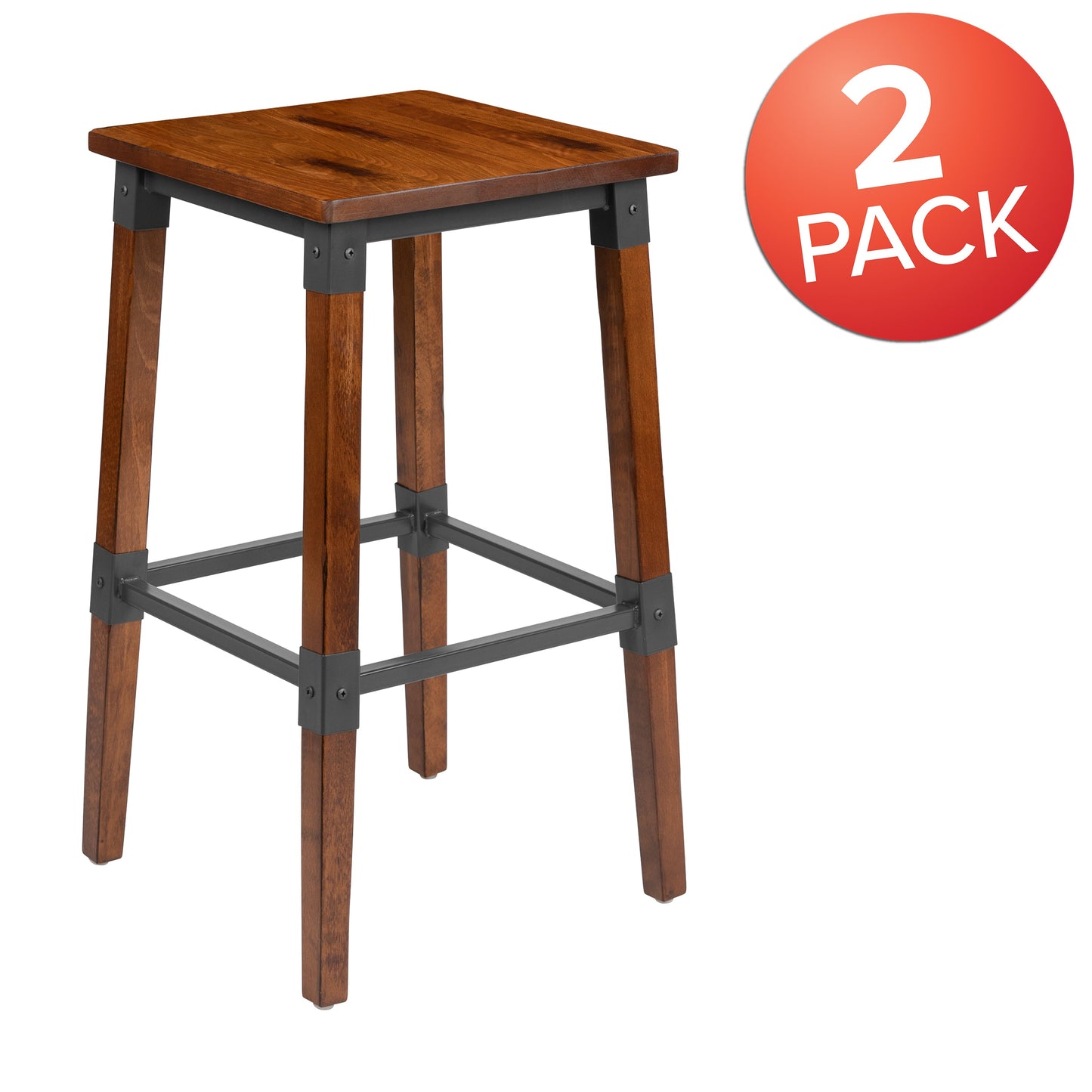 Walnut Wood Dining Barstool 2-XU-DG-W0247B-GG