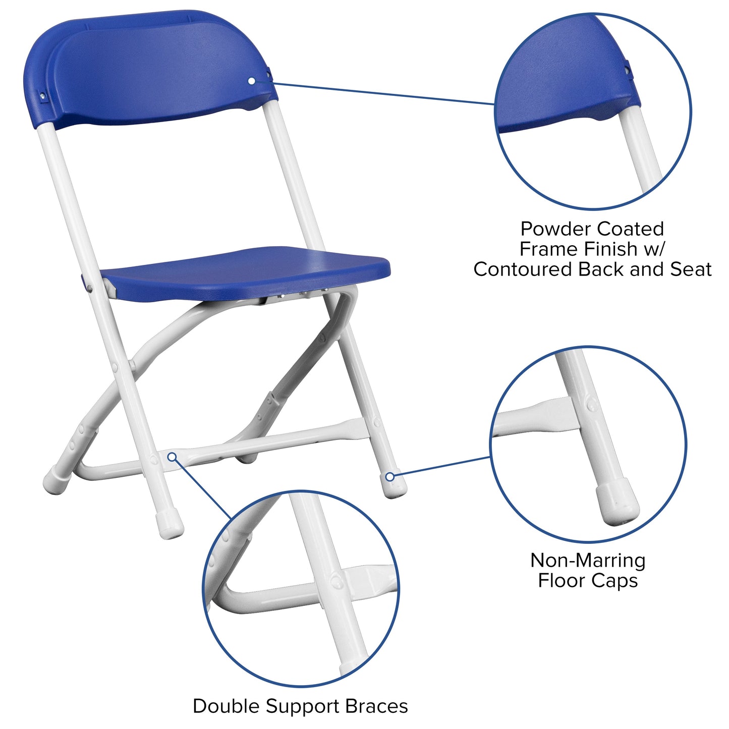 Kids Blue Folding Chair 2-Y-KID-BL-GG