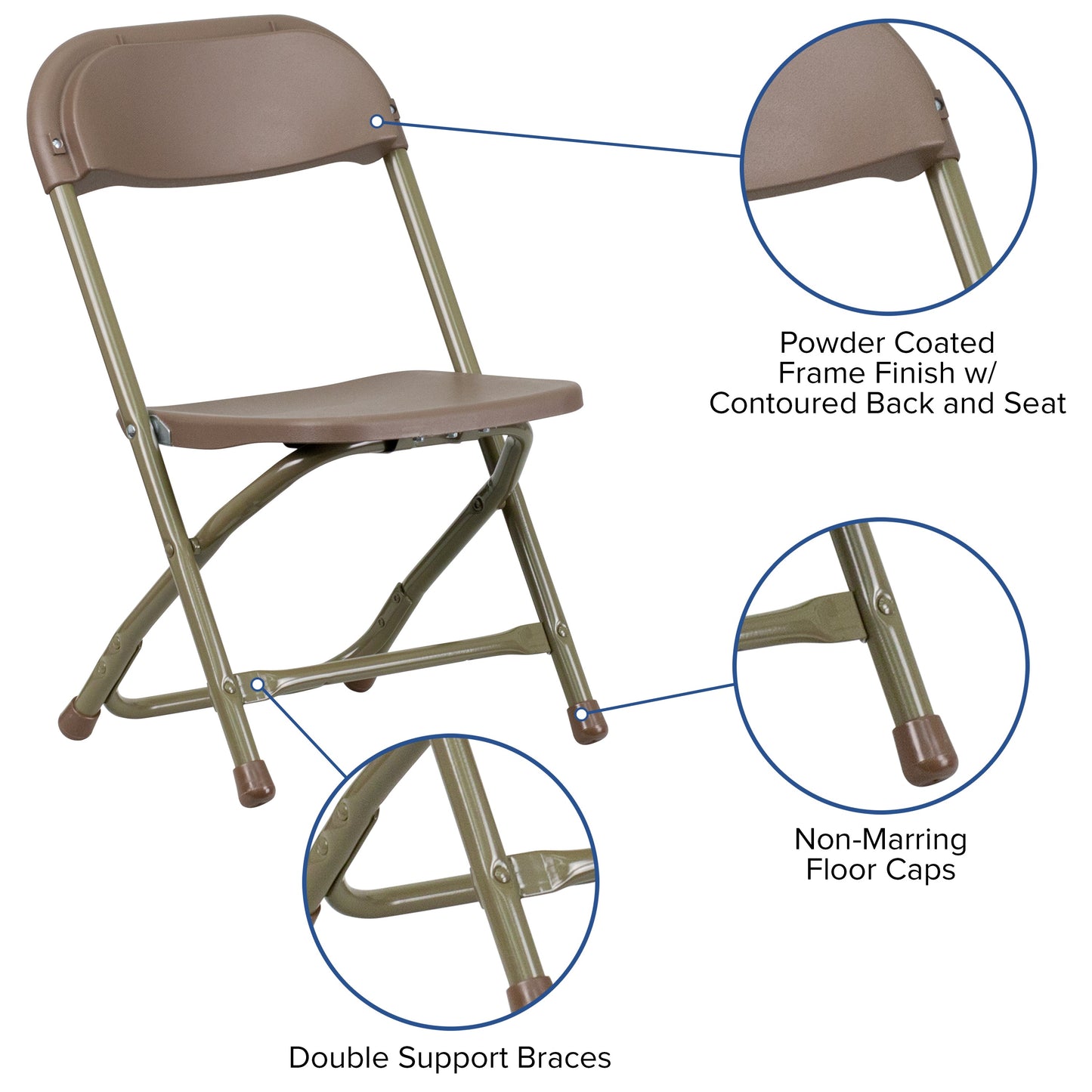 Kids Brown Folding Chair 2-Y-KID-BN-GG