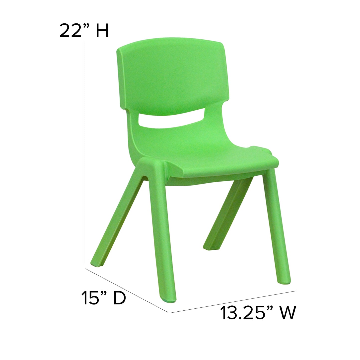 2PK Green Plastic Stack Chair 2-YU-YCX-001-GREEN-GG