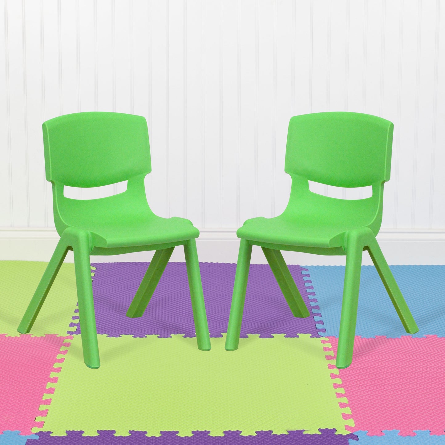 2PK Green Plastic Stack Chair 2-YU-YCX-001-GREEN-GG