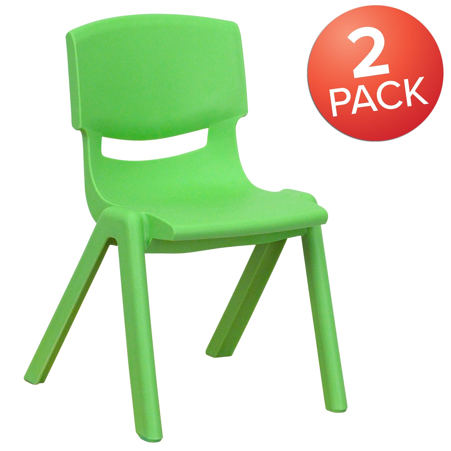 2PK Green Plastic Stack Chair 2-YU-YCX-001-GREEN-GG