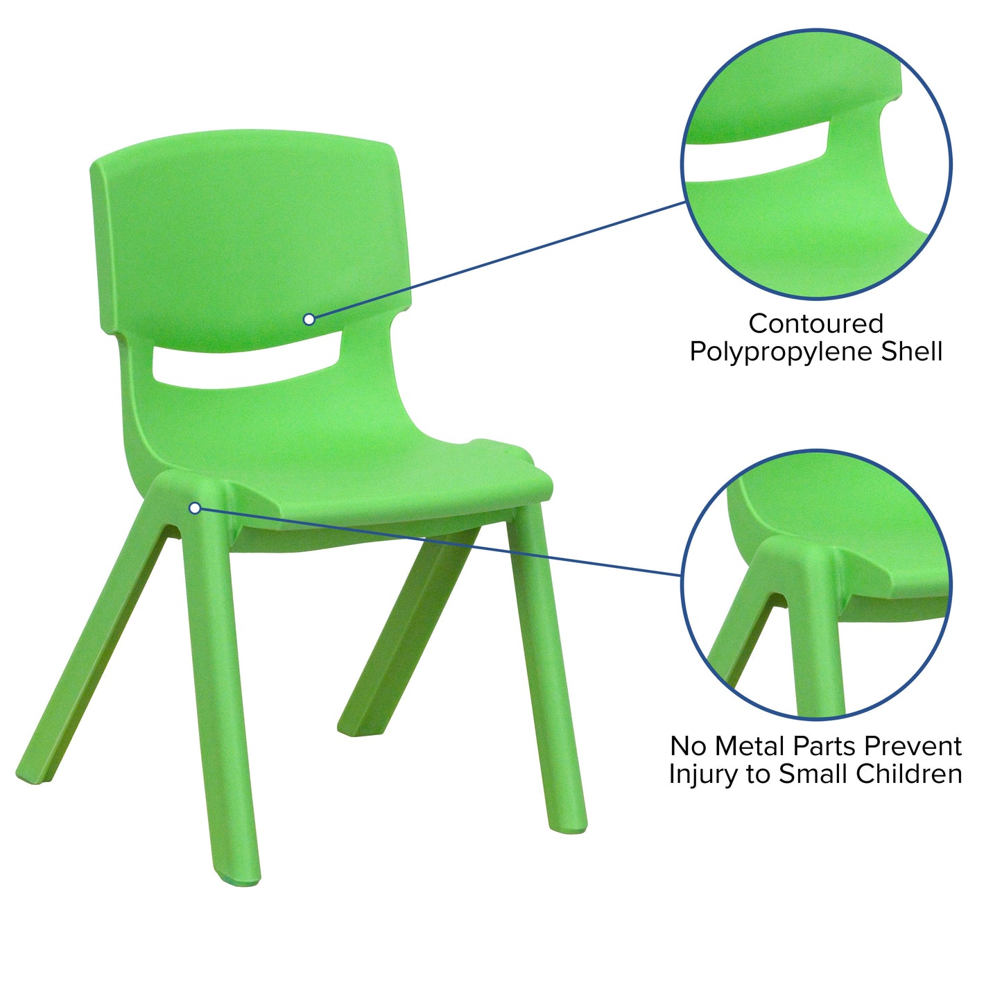 2PK Green Plastic Stack Chair 2-YU-YCX-001-GREEN-GG