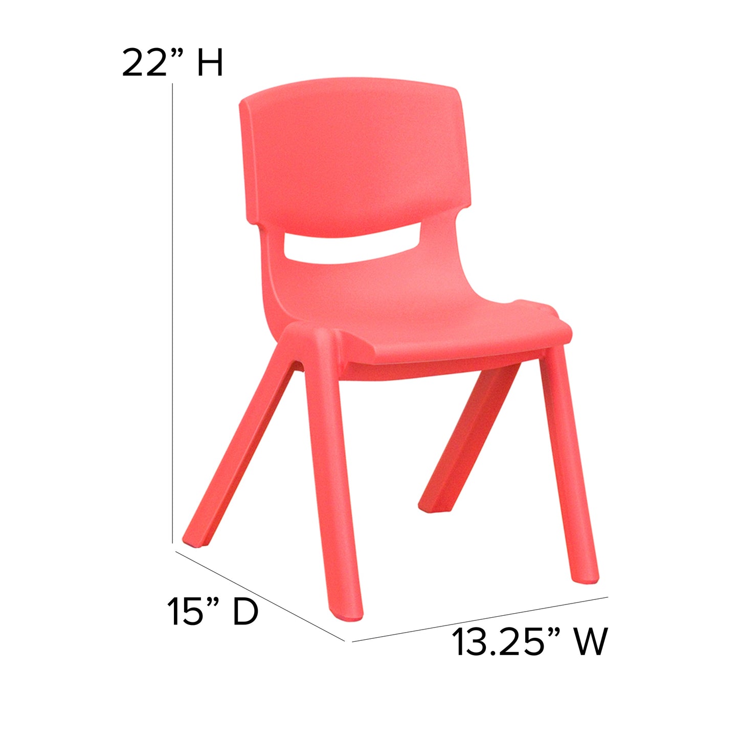 2PK Red Plastic Stack Chair 2-YU-YCX-001-RED-GG