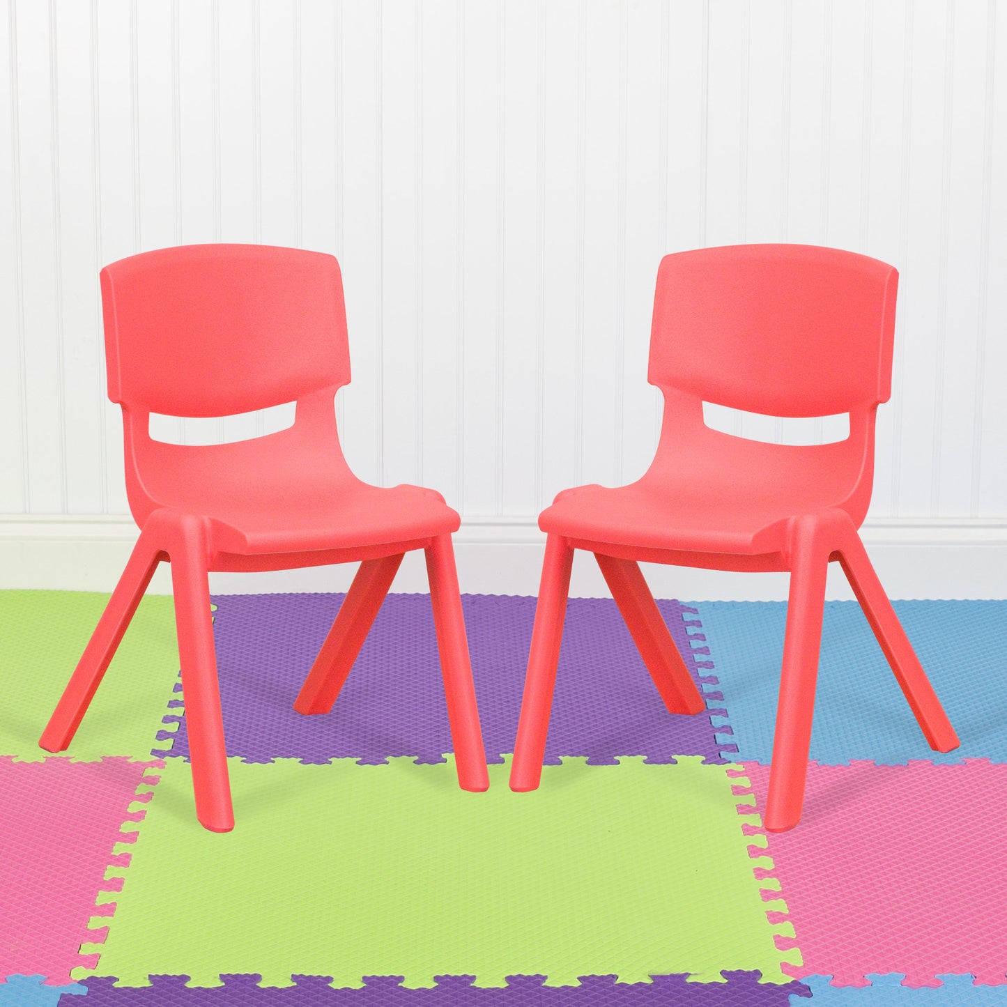 2PK Red Plastic Stack Chair 2-YU-YCX-001-RED-GG