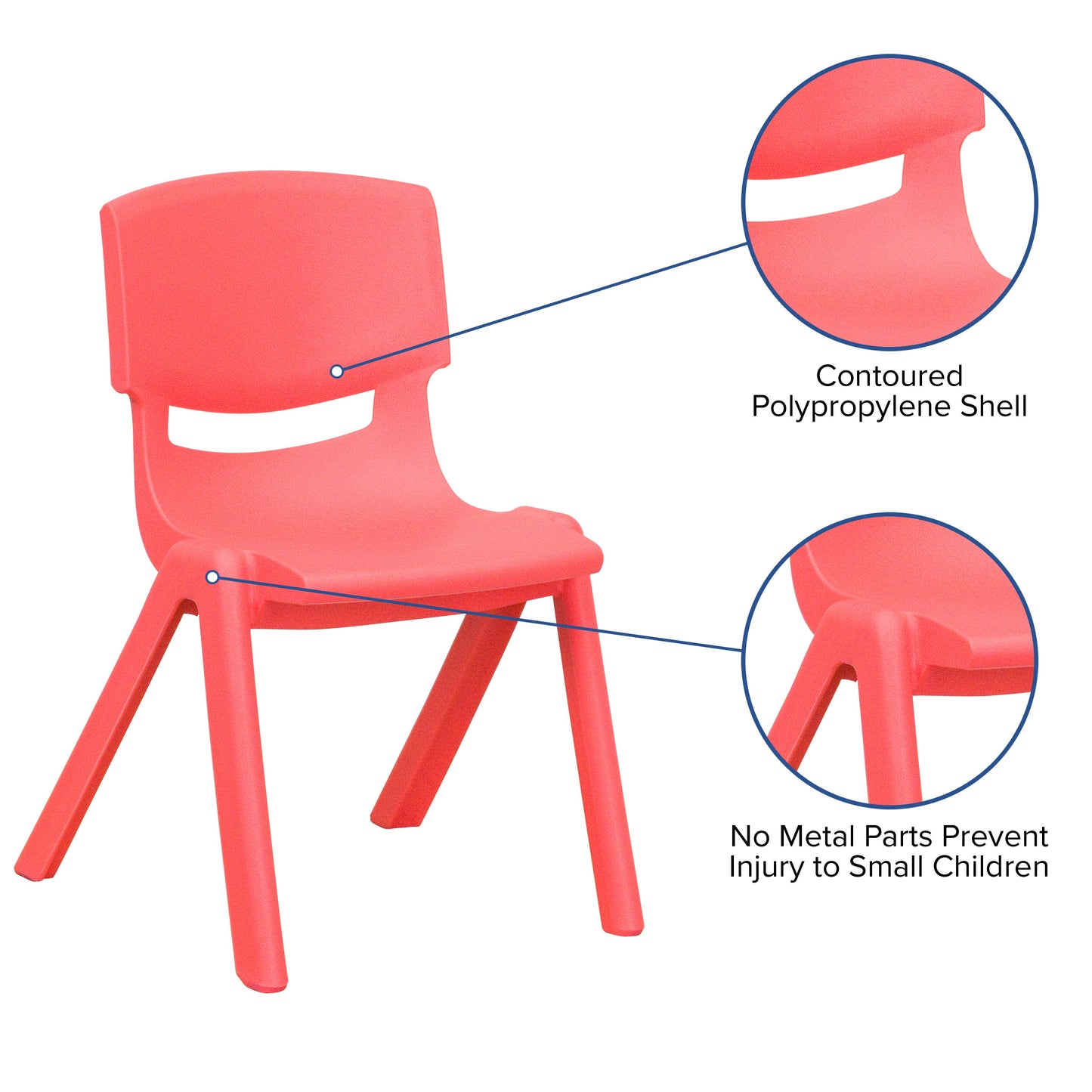 2PK Red Plastic Stack Chair 2-YU-YCX-001-RED-GG