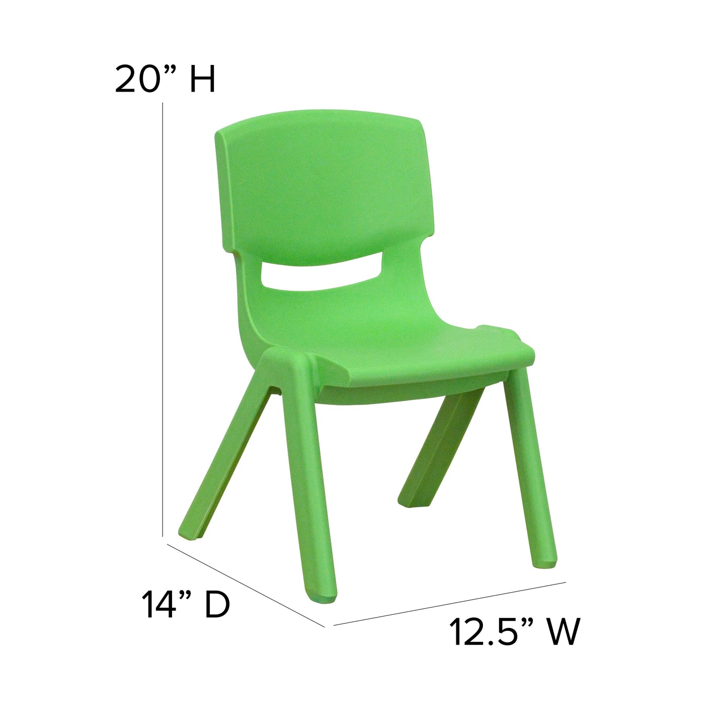 2PK Green Plastic Stack Chair 2-YU-YCX-003-GREEN-GG