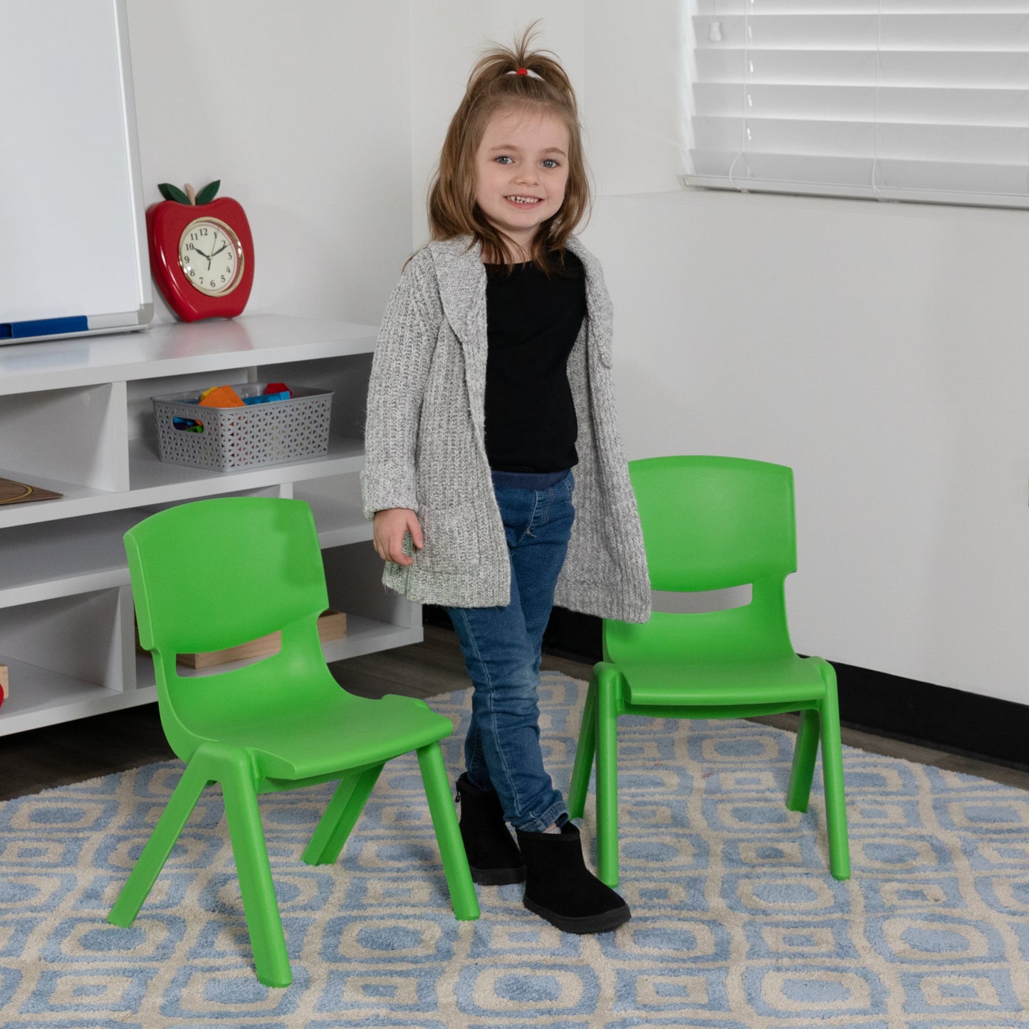 2PK Green Plastic Stack Chair 2-YU-YCX-003-GREEN-GG