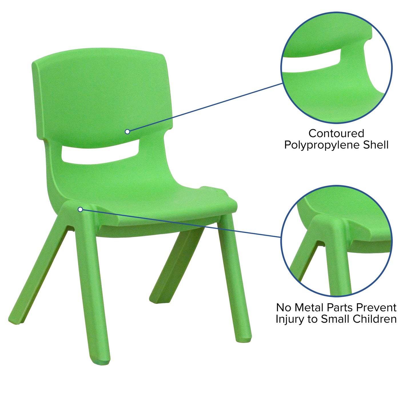 2PK Green Plastic Stack Chair 2-YU-YCX-003-GREEN-GG