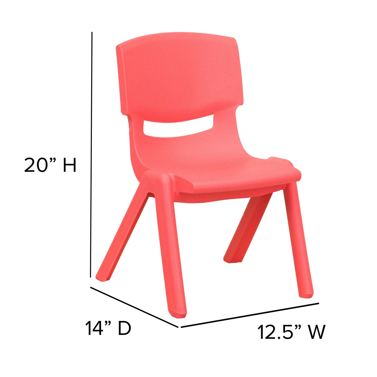 2PK Red Plastic Stack Chair 2-YU-YCX-003-RED-GG