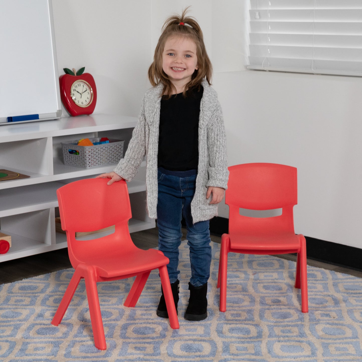 2PK Red Plastic Stack Chair 2-YU-YCX-003-RED-GG