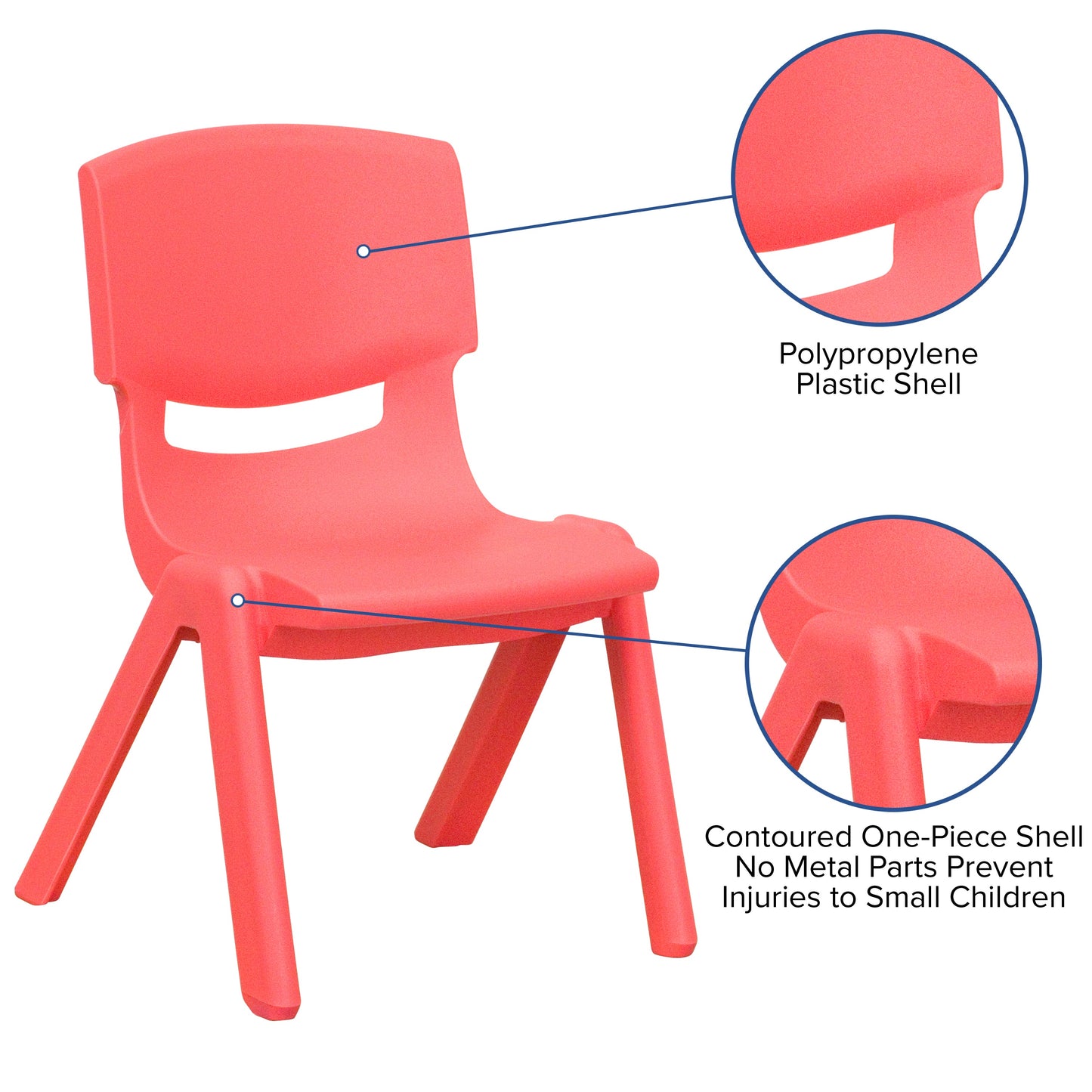 2PK Red Plastic Stack Chair 2-YU-YCX-003-RED-GG