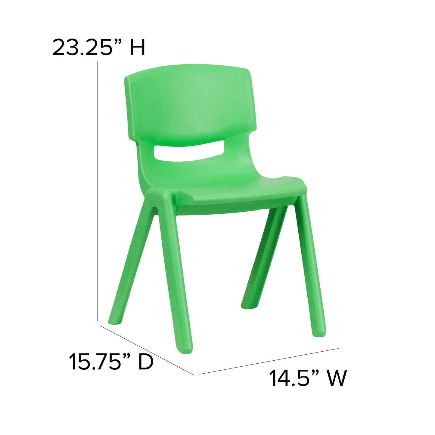 2PK Green Plastic Stack Chair 2-YU-YCX-004-GREEN-GG