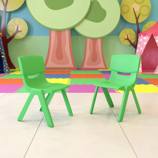 2PK Green Plastic Stack Chair 2-YU-YCX-004-GREEN-GG