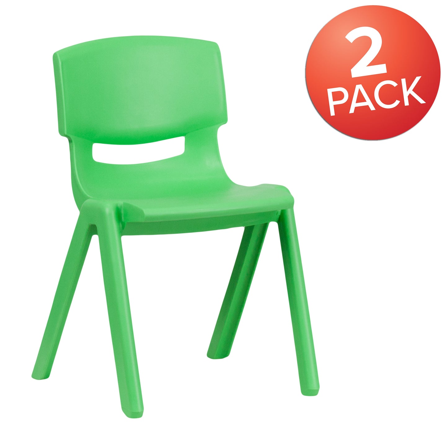 2PK Green Plastic Stack Chair 2-YU-YCX-004-GREEN-GG