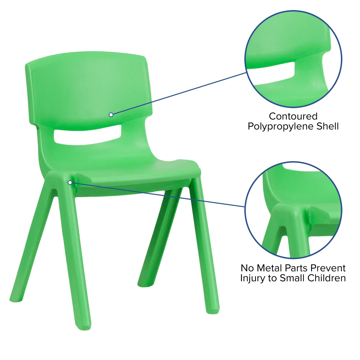 2PK Green Plastic Stack Chair 2-YU-YCX-004-GREEN-GG