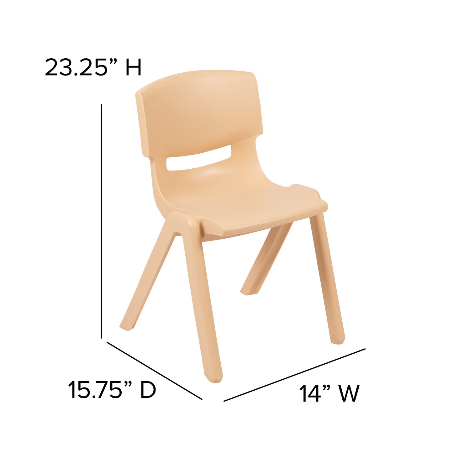 2PK Natural Plastic Chair 2-YU-YCX-004-NAT-GG