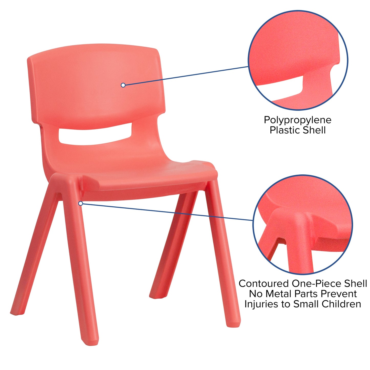 2PK Red Plastic Stack Chair 2-YU-YCX-004-RED-GG