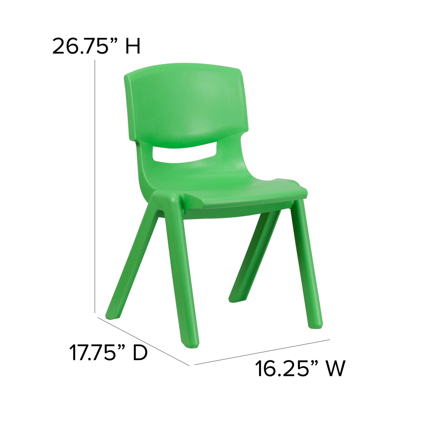 2PK Green Plastic Stack Chair 2-YU-YCX-005-GREEN-GG