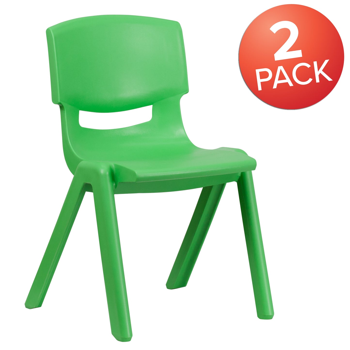 2PK Green Plastic Stack Chair 2-YU-YCX-005-GREEN-GG