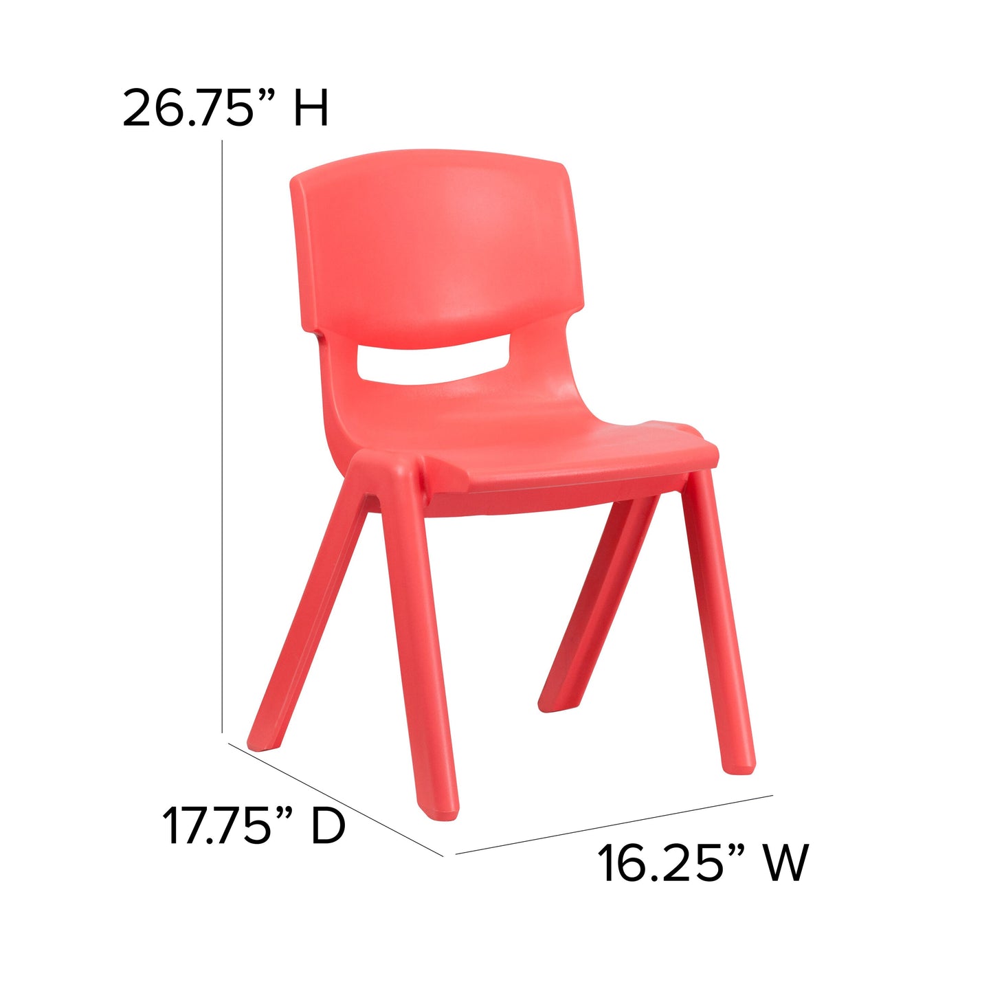 2PK Red Plastic Stack Chair 2-YU-YCX-005-RED-GG