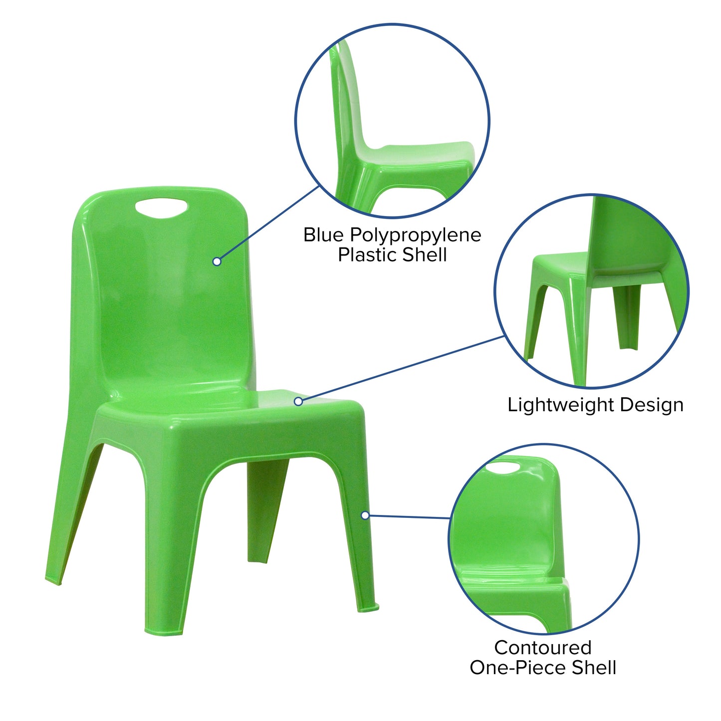 2PK Green Plastic Stack Chair 2-YU-YCX-011-GREEN-GG