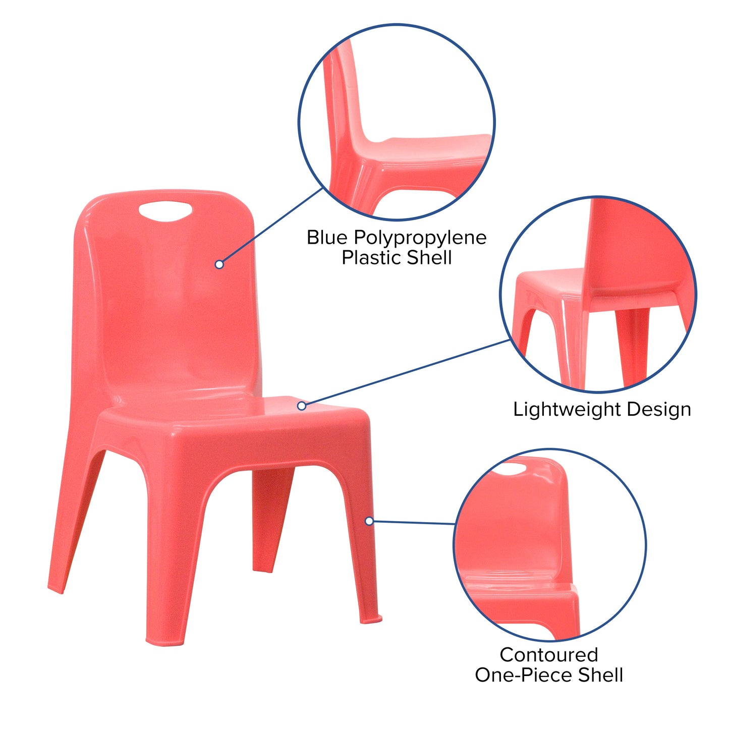 2PK Red Plastic Stack Chair 2-YU-YCX-011-RED-GG