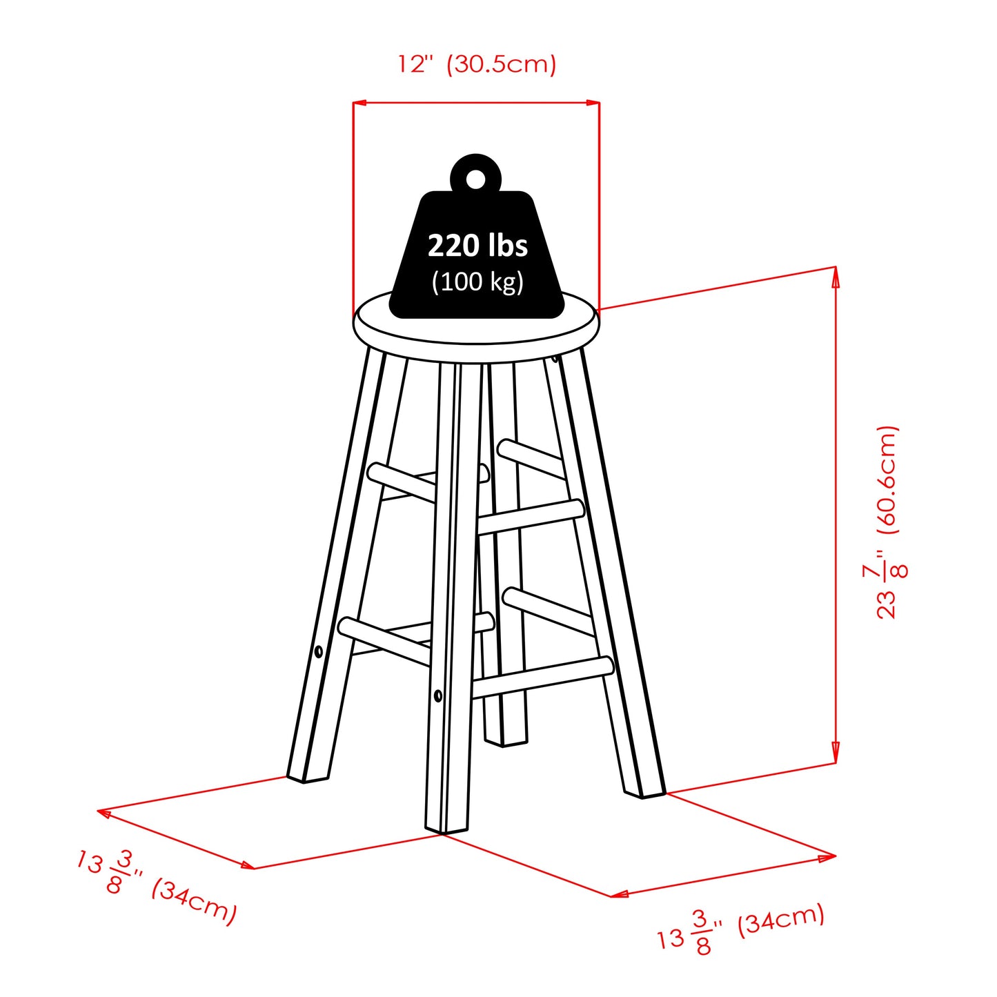 Element 2-Pc Counter Stool Set, Black