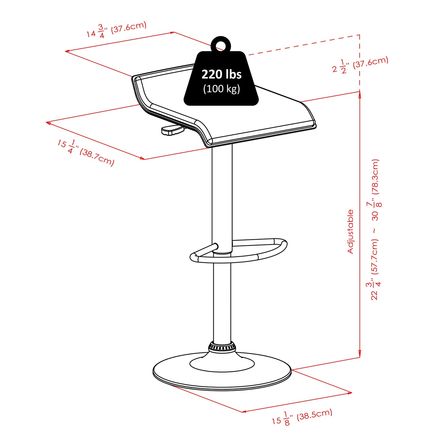 Obsidian 3-Pc Round Pub Table and Adjustable Swivel Stools, Black