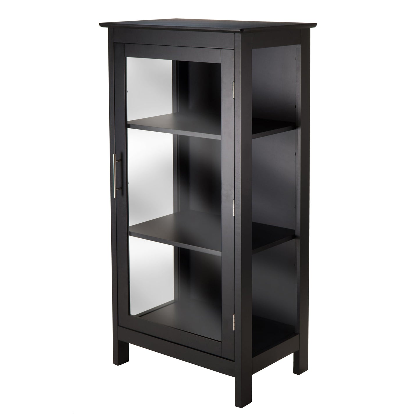 Wood Poppy Display Cabinet, Glass Door, Black