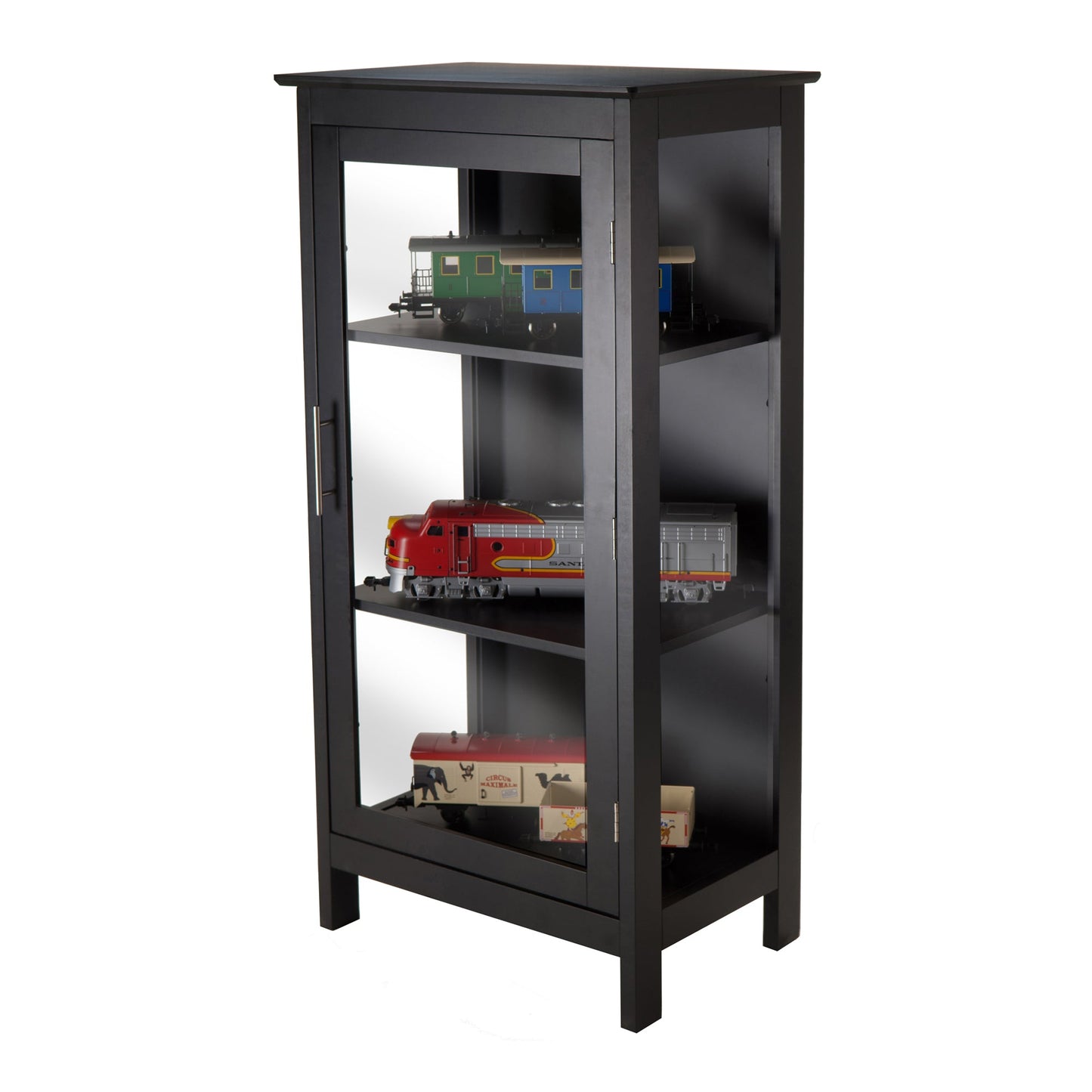 Wood Poppy Display Cabinet, Glass Door, Black