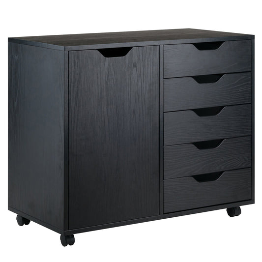 Halifax Wide Storage Cabinet, 5-Drawer, Black