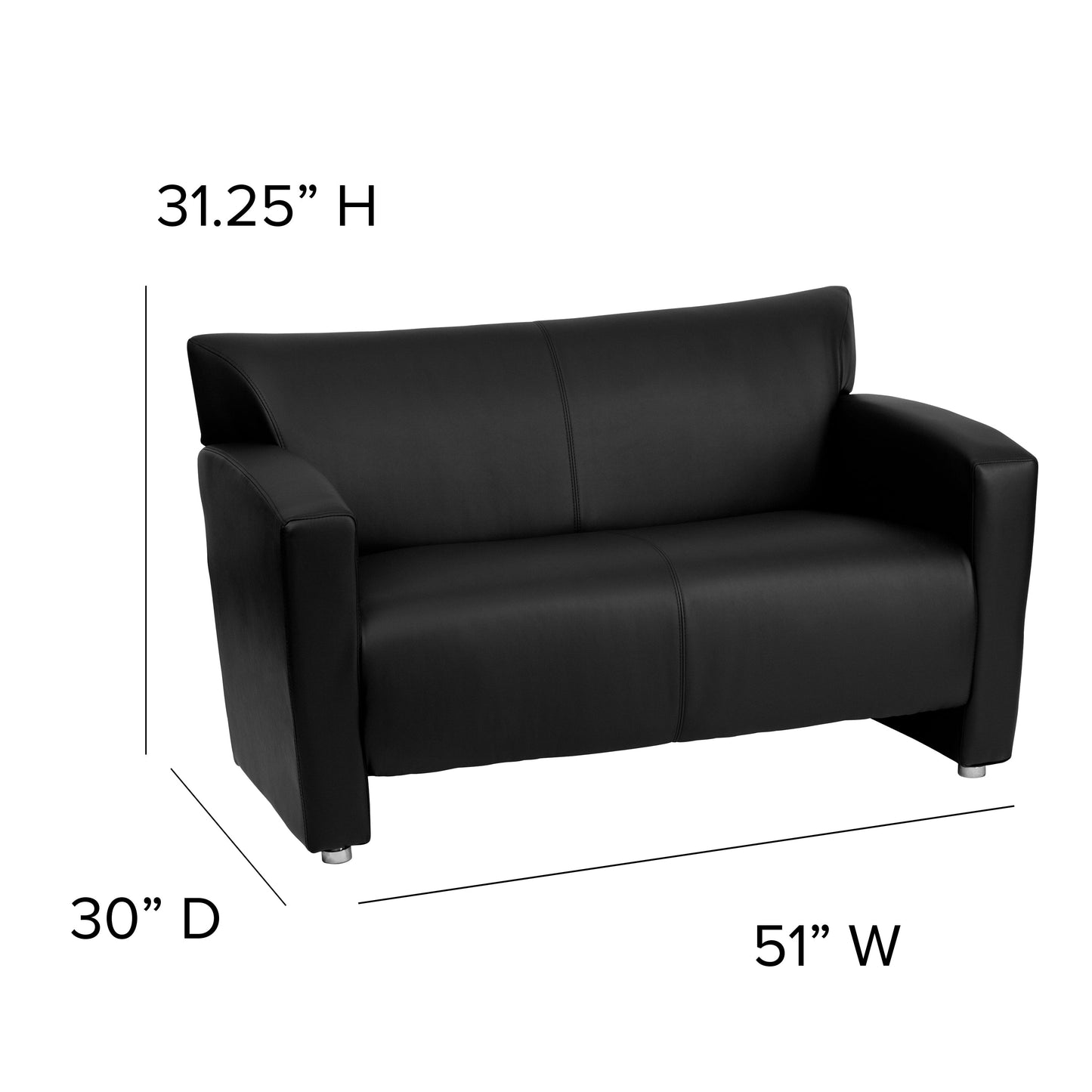 Black Leather Loveseat 222-2-BK-GG