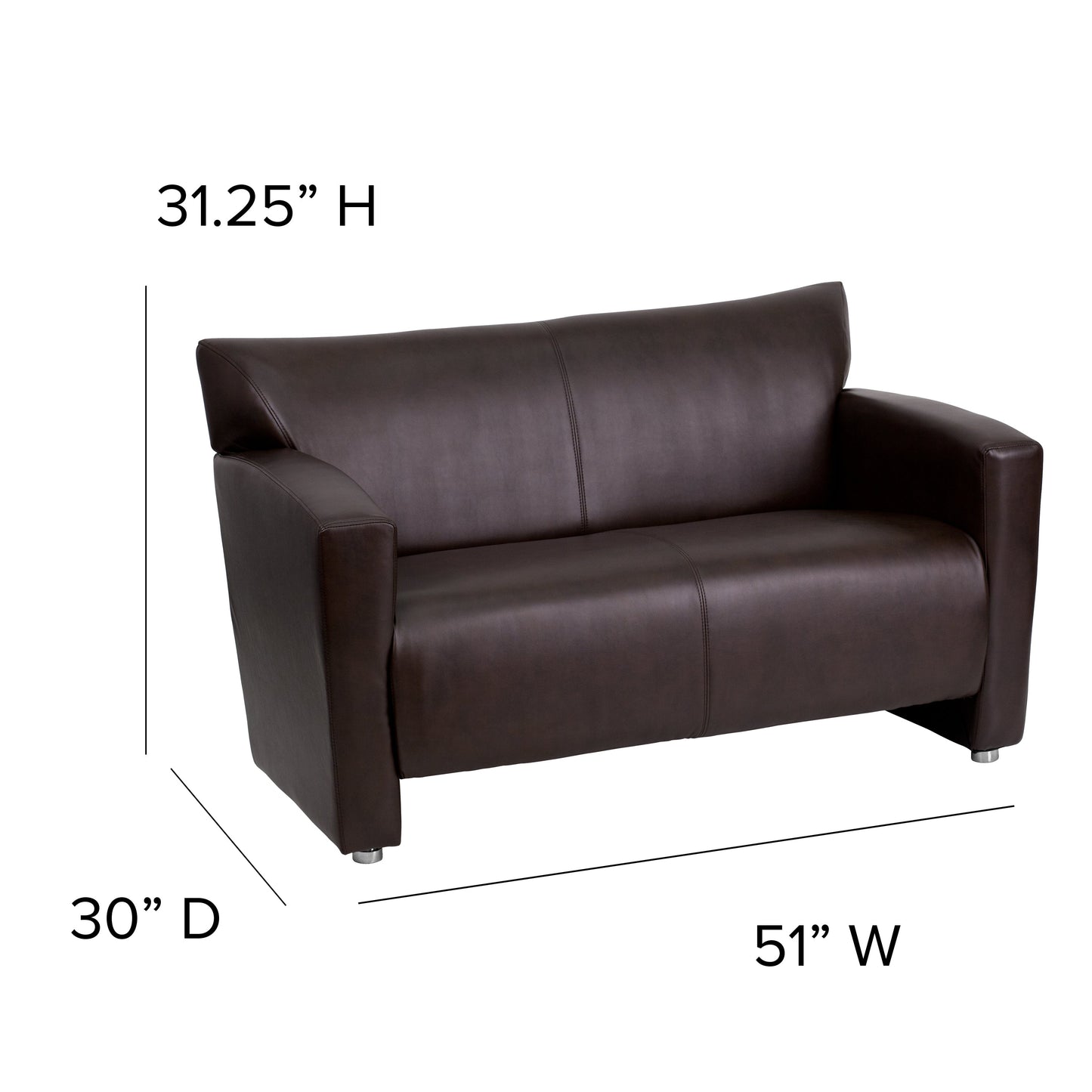 Brown Leather Loveseat 222-2-BN-GG