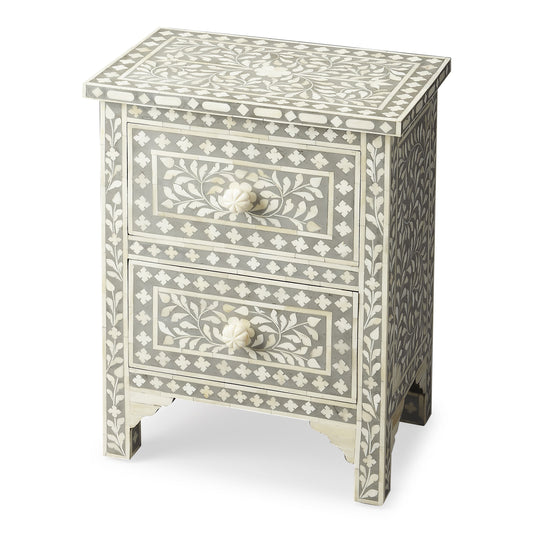 Vivienne Grey Bone Inlay Accent Chest in Gray  2865321