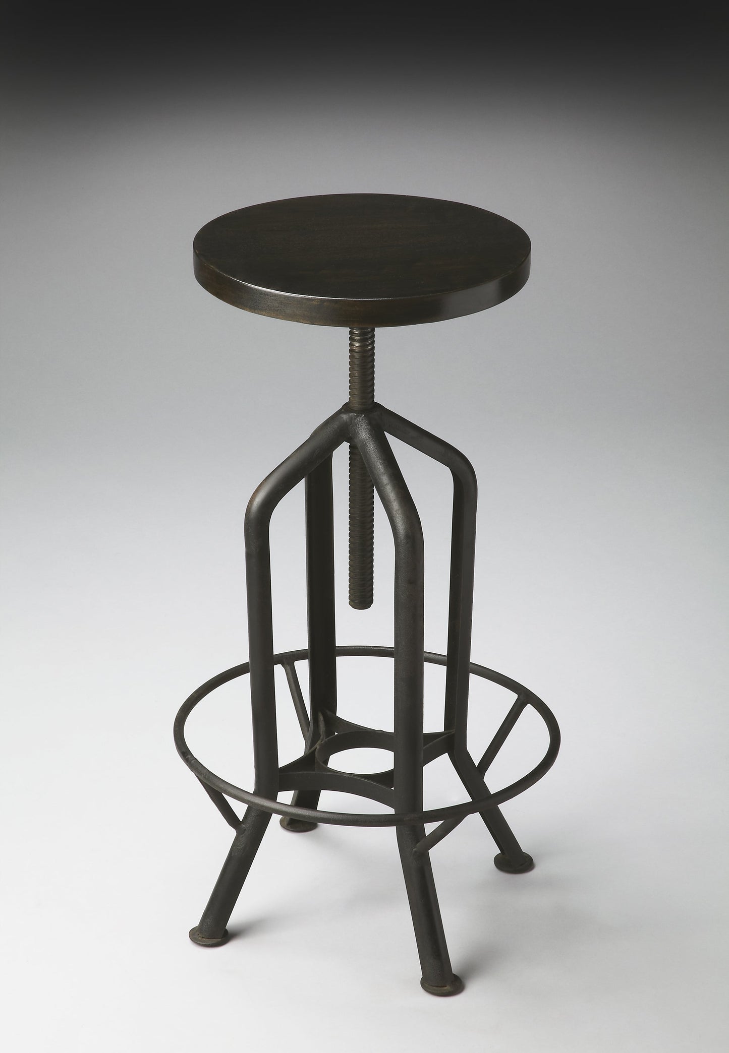 Hampton Iron Revolving Swivel 24" - 39" Bar Stool in Black  2883025