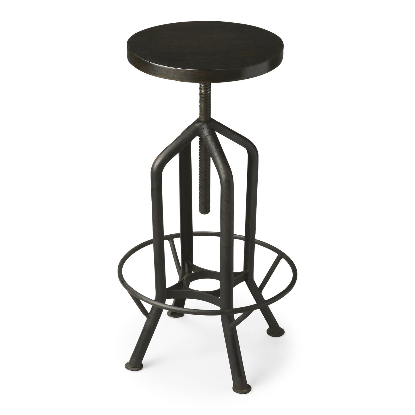 Hampton Iron Revolving Swivel 24" - 39" Bar Stool in Black  2883025