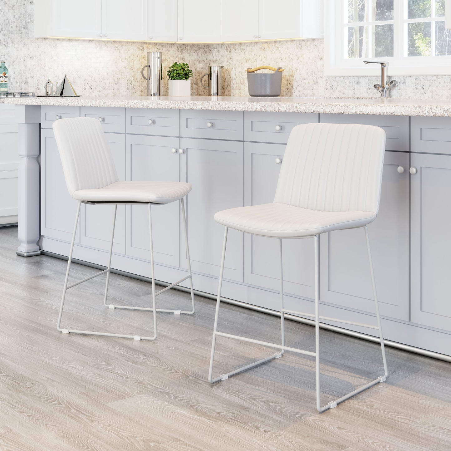 Mode Counter Stool (Set of 2) White