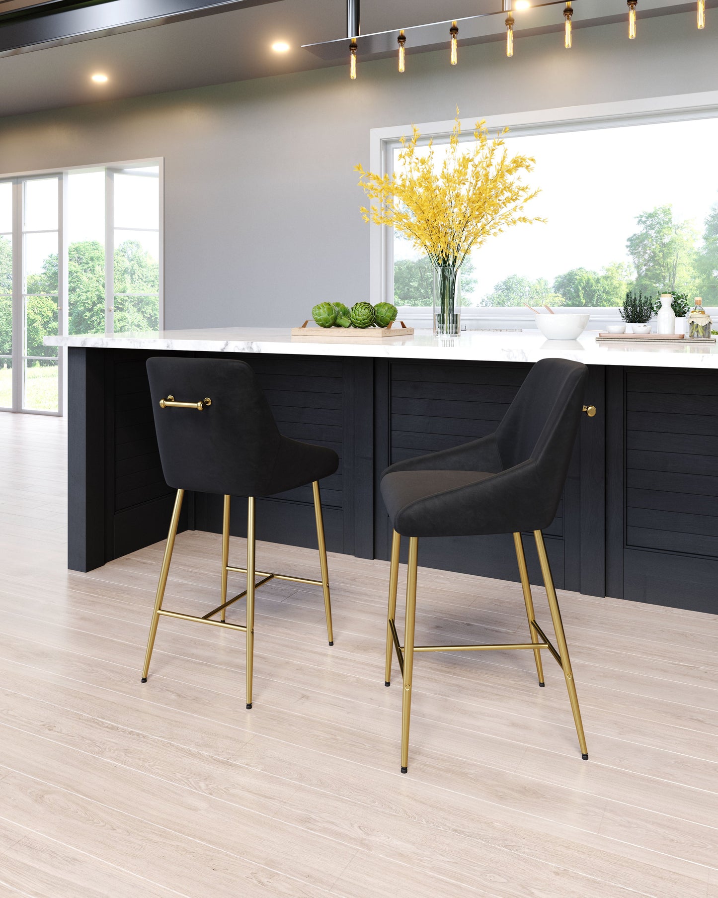 Madelaine Counter Stool Black & Gold