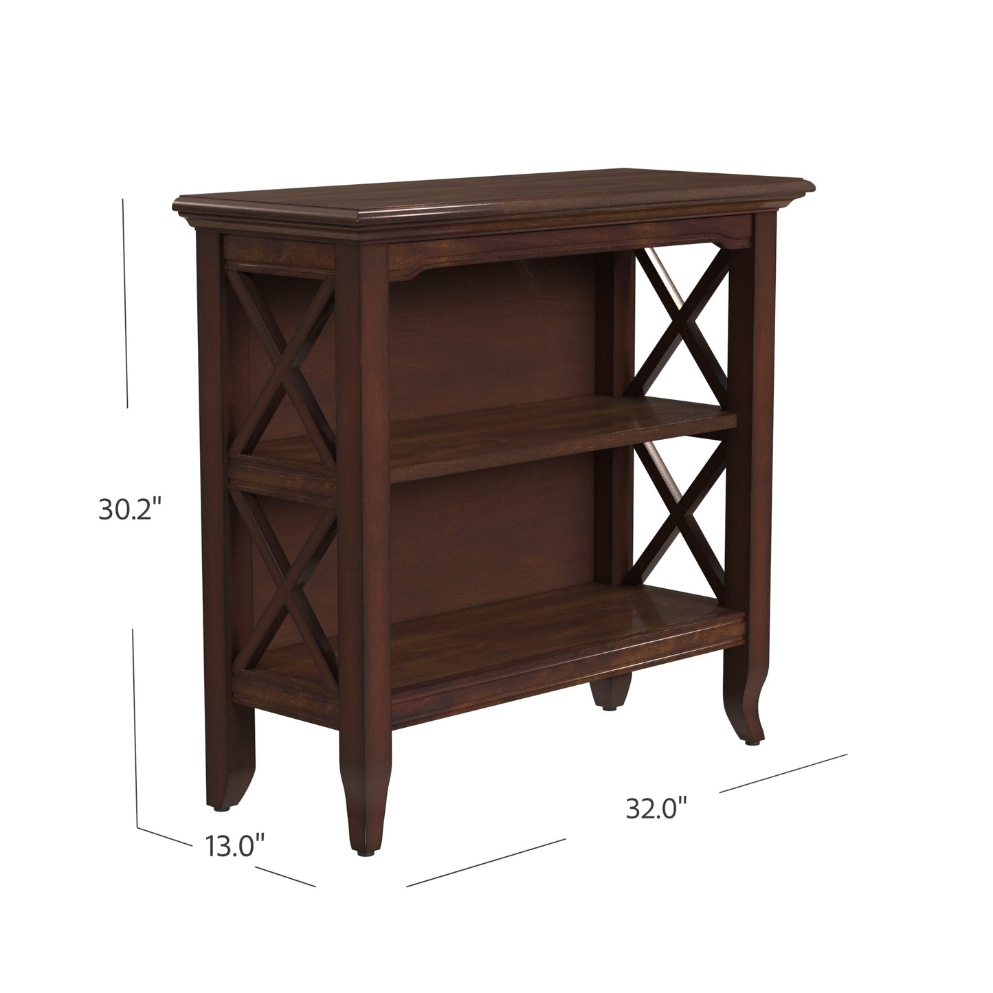 Newport 32"W 2 Shelf Bookcase in Medium Brown  3044024