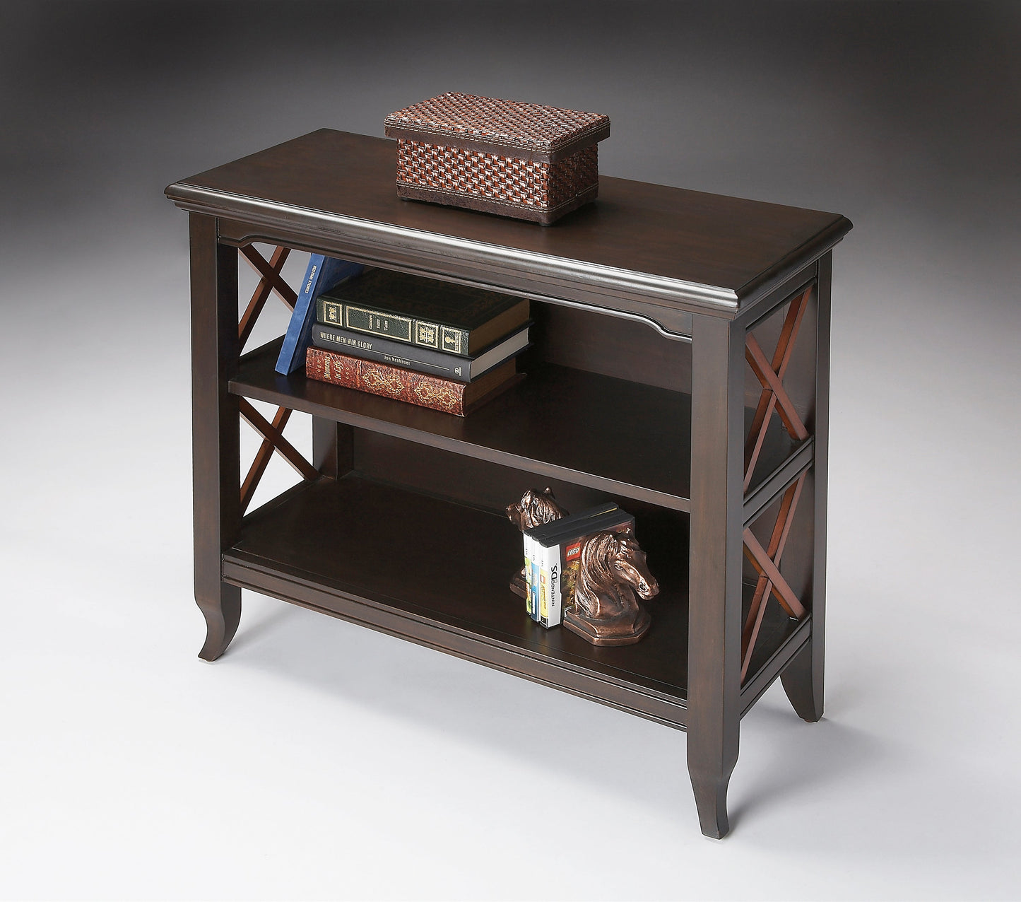 Newport 32"W 2 Shelf Bookcase in Medium Brown  3044109