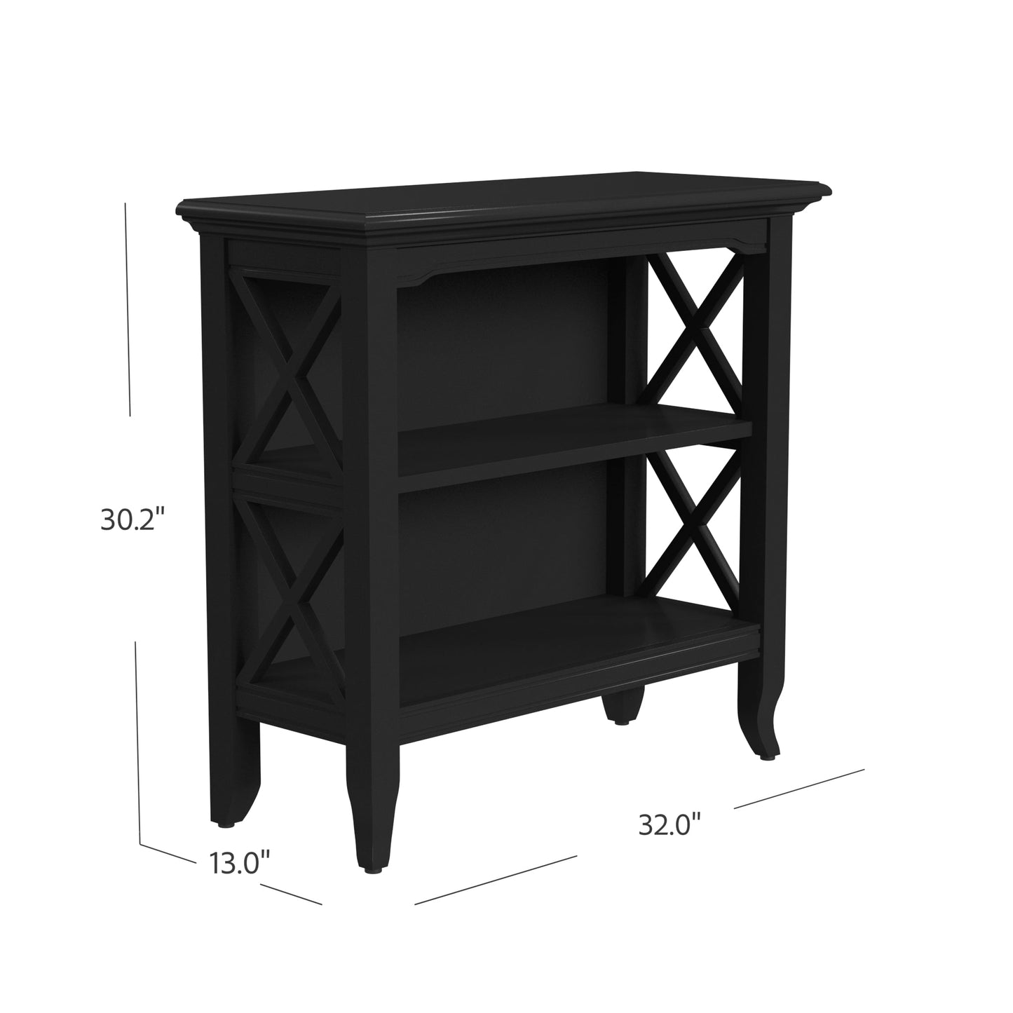 Newport 32"W 2 Shelf Bookcase in Black  3044111