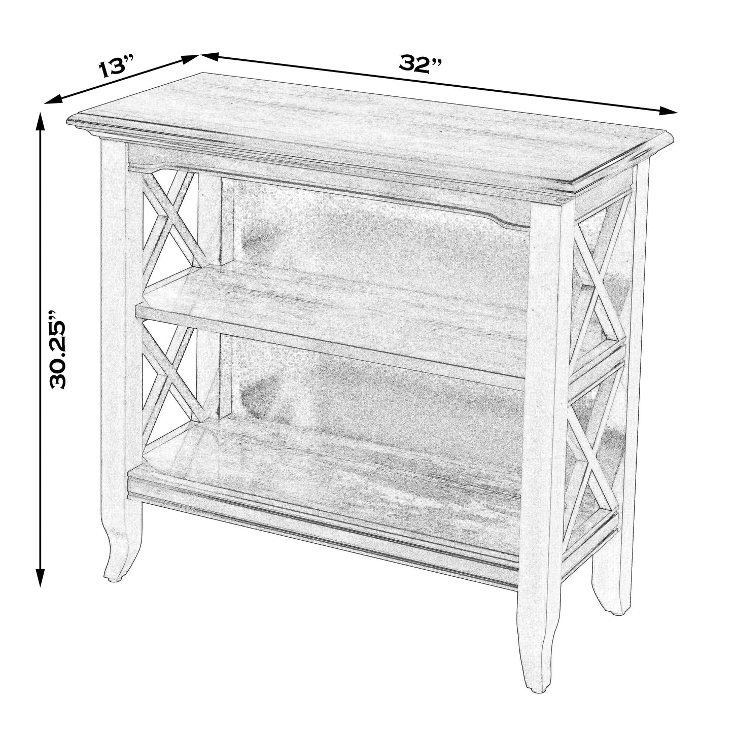 Newport 32"W 2 Shelf Bookcase in Gray  3044247