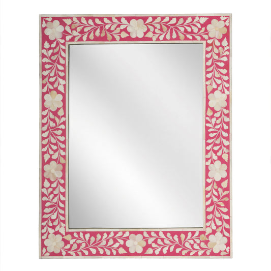 Vivienne Pink Bone Inlay Wall Mirrored in Pink  3221070