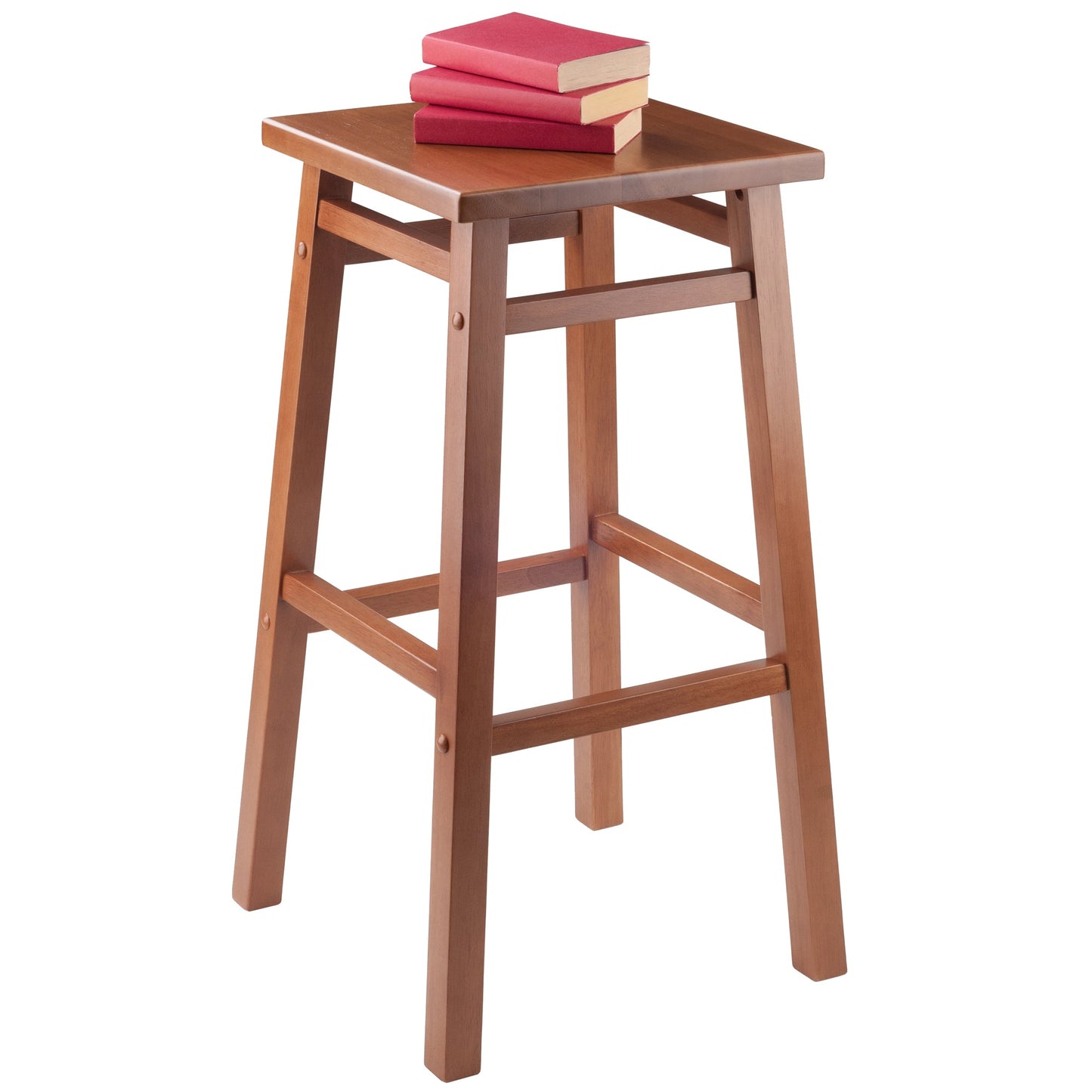 Carter Square Seat Bar Stool, Teak