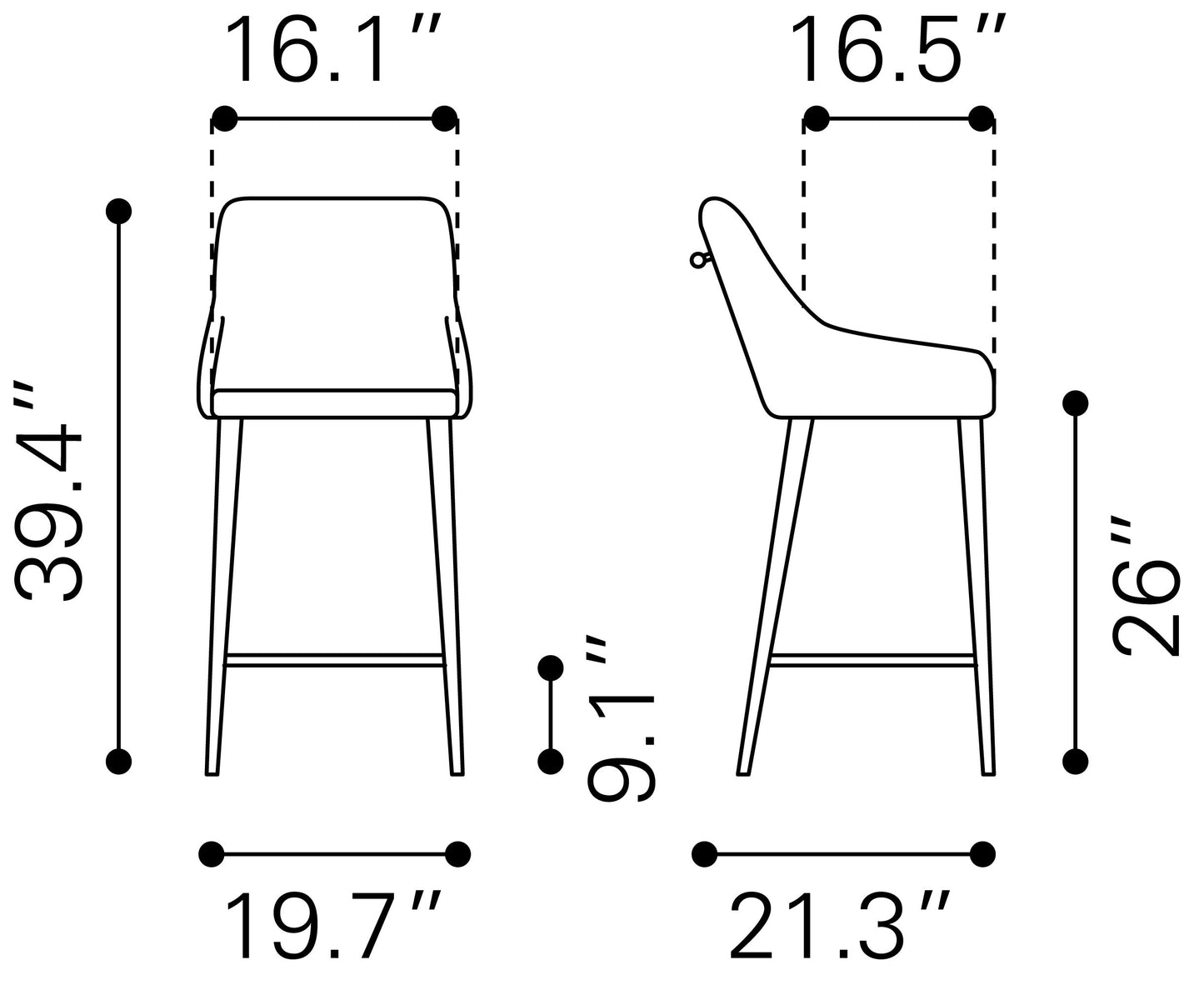 Madelaine Counter Stool White & Gold